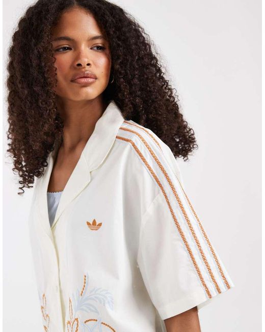 Adidas Originals White Embroidered Resort Shirt