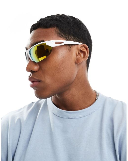 ASOS – racer-sonnenbrille in White für Herren