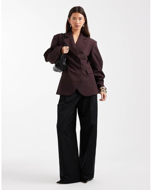 ASOS Brown Tailored Cocoon Sleeve Double Breasted Blazer