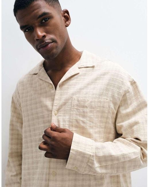 ASOS White Boxy Oversized Check Revere Shirt for men