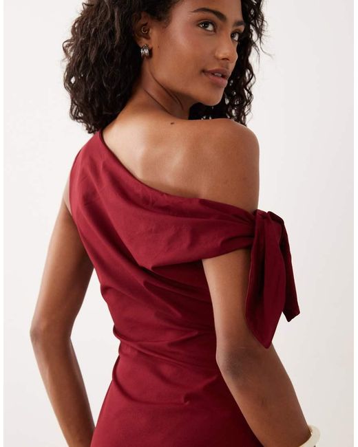 ASOS Red Off Shoulder Bow Detail Mini Dress