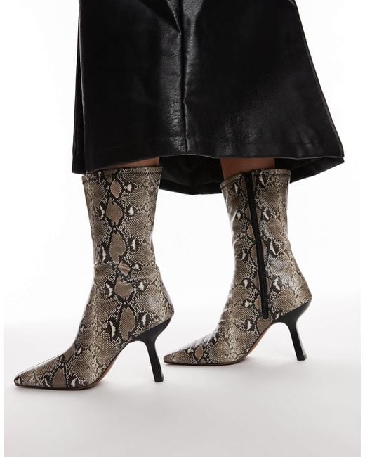 TOPSHOP Black Piya High Heeled Ankle Boots