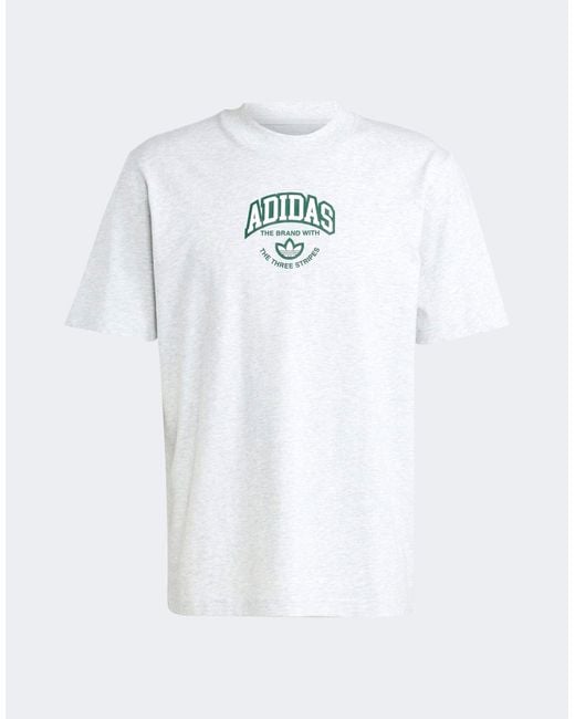 Adidas Originals White Varsity Short Sleeve T-shirt With Back Print for men