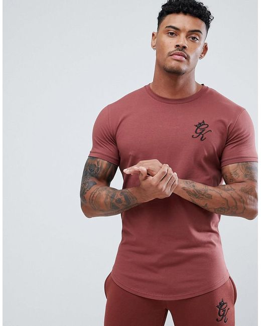 Gym King Red Logo Muscle Fit T-shirt In Rust for men