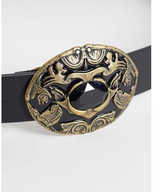 ASOS Gray Antique Look Western Buckle Belt