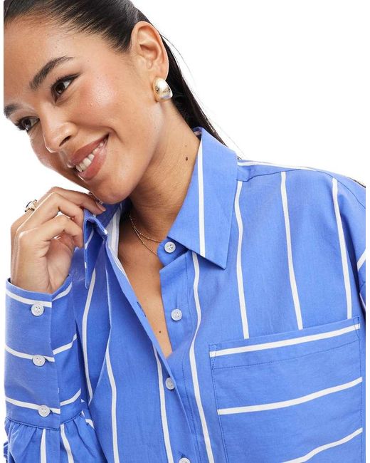 ASOS Oversized Gestreept Overhemd in het Blue