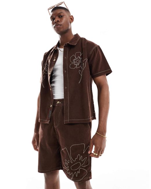 Native Youth – cord-shorts in Brown für Herren