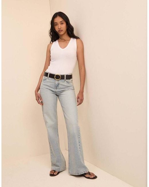 Nobody's Child Natural Light Low Rise Penny Relaxed Flare Jeans