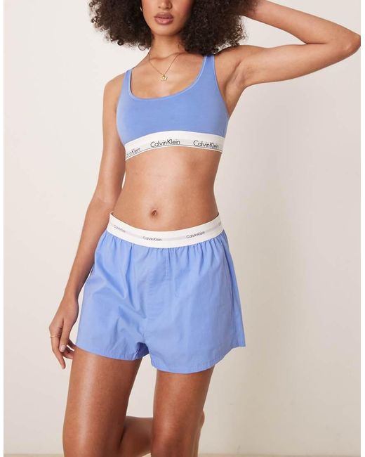 Calvin Klein Blue Woven Pyjama Shorts