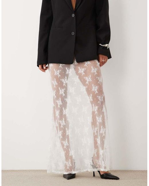 ASOS Natural Sheer Lace Maxi Skirt
