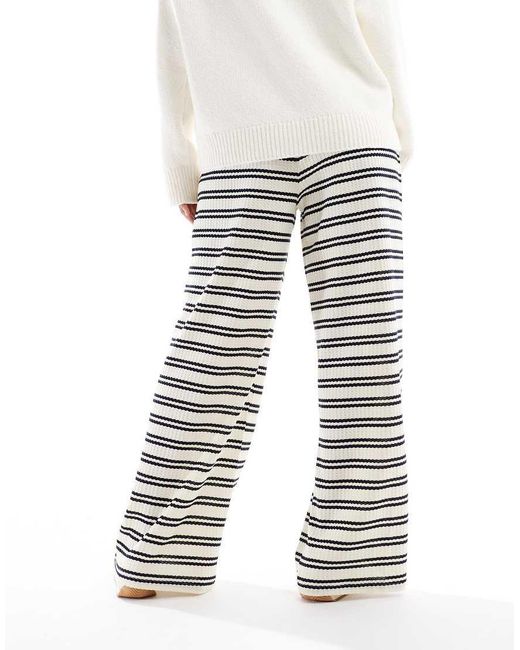 South Beach Gray Stripe Knitted Wide Leg Trouser