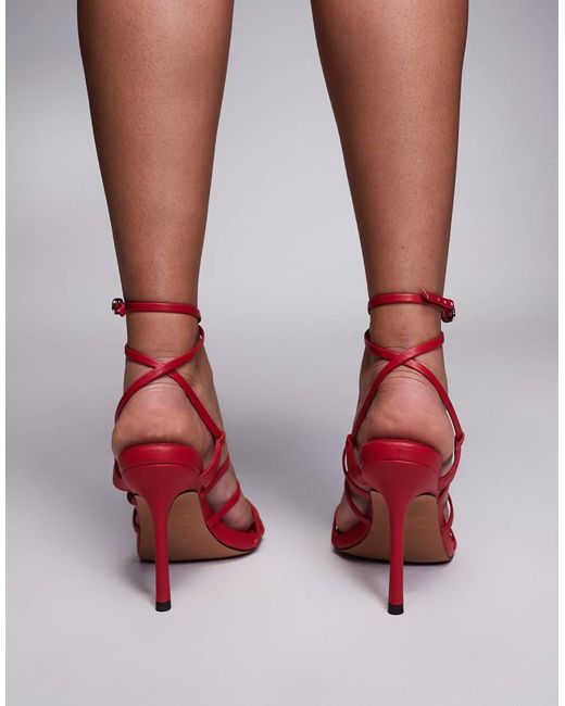 ASOS Red Wide Fit Nightfall Strappy High Heeled Sandal