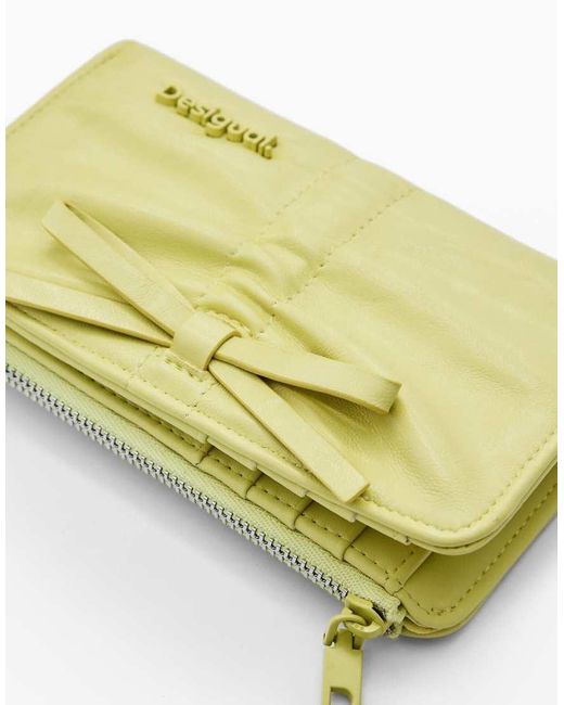 Desigual Yellow Small Wallet With Shiny Bow