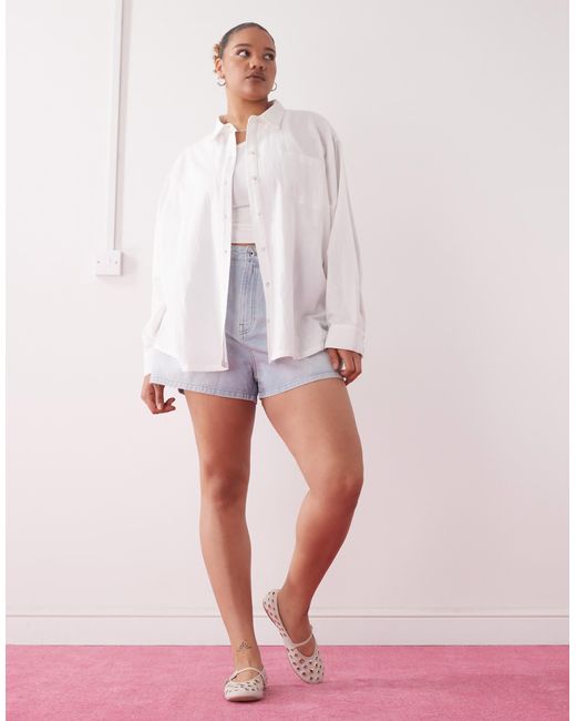 Collusion White Plus – oversize-hemdbluse