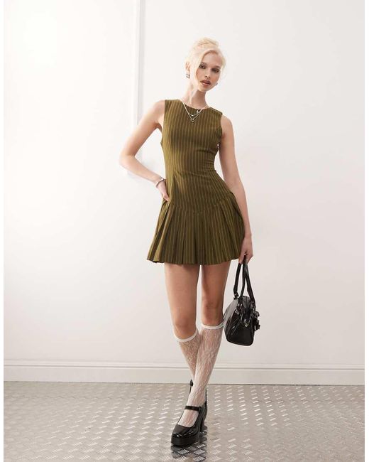 Motel Natural Semasa Pinstripe Mini Dress