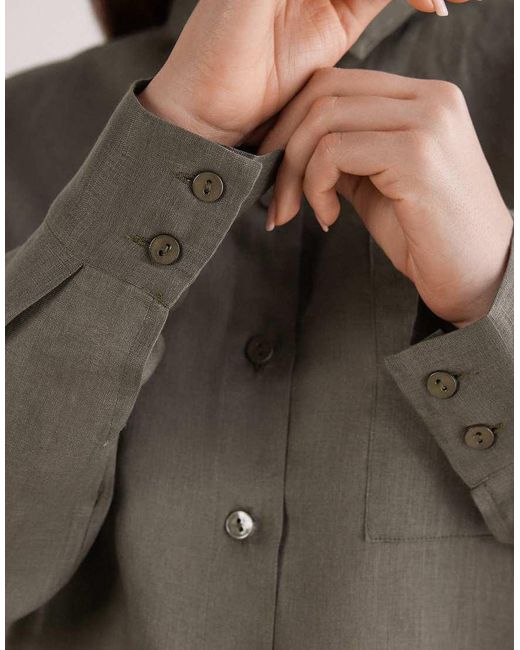 Intimissimi Gray The Pure Linen Plain-Weave Linen Shirt