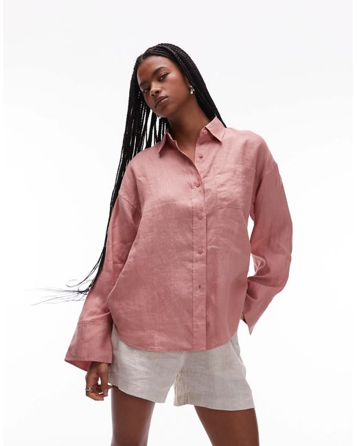 ARKET Red – oversize-hemdbluse aus leinen