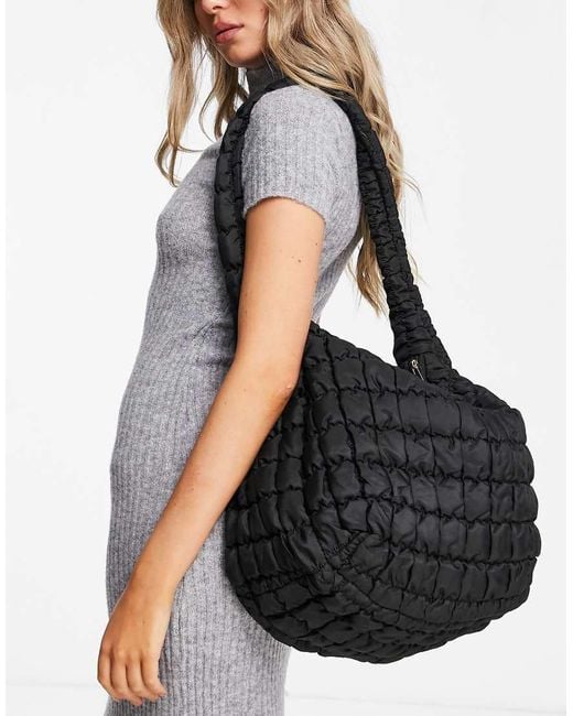 Glamorous Black Oversized Padded Shoulder Bag