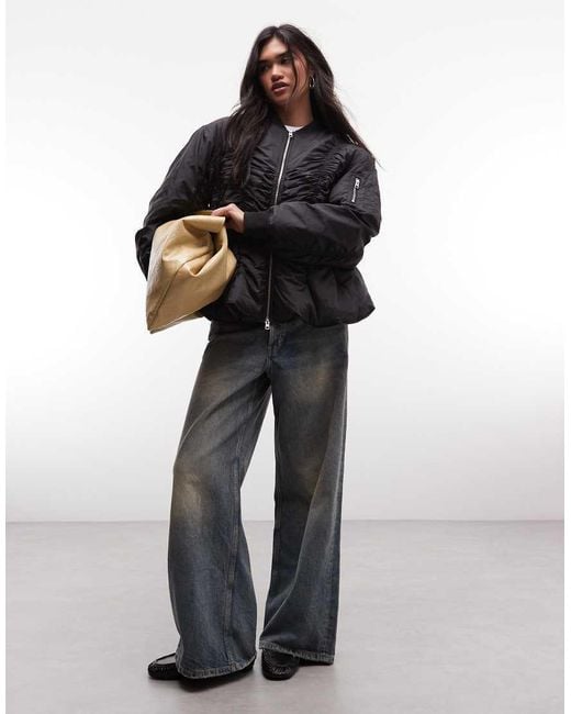 Monki Black Cinched Bomber Jacket