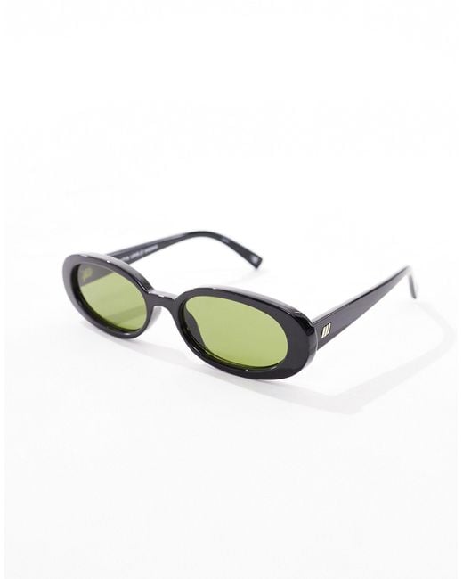 Le Specs Black X Asos Outta Love Oval Sunglasses