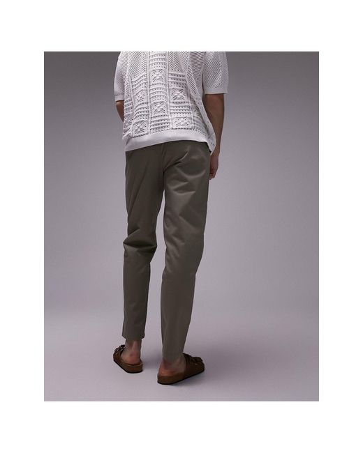 Topman Gray Taper Workwear Chino Trousers for men