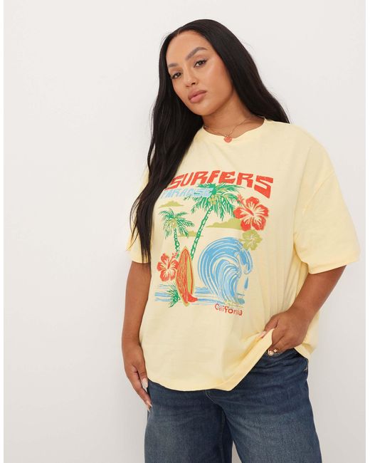 ASOS Blue Asos Design Curve Oversized T-shirt With Surfer Graphic