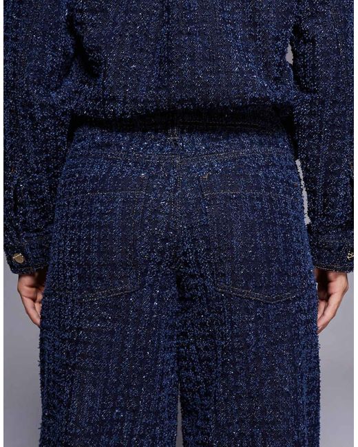 River Island Blue Boucle Effect baggy High Rise Jeans