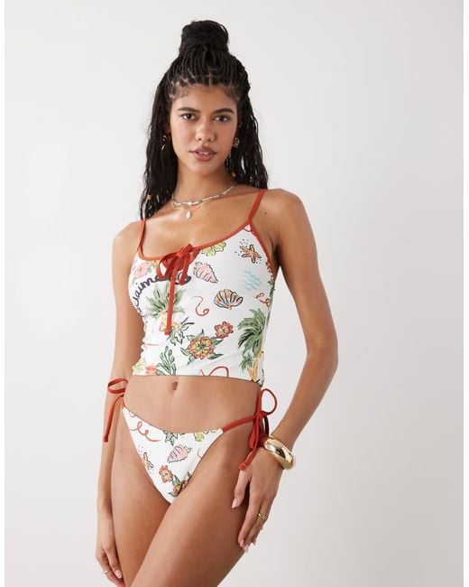 Reclaimed Vintage White Tie Side Bikini Bottom