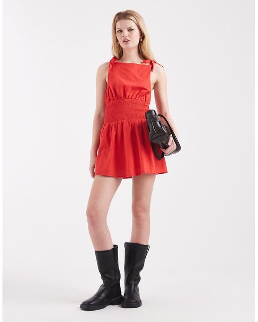 Cotton On Red Lola Tie Shoulder Mini Dress
