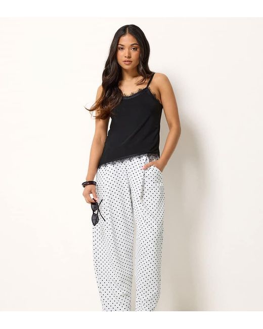 PixieGirl Black Petite Polka Dot Barrel Leg Trousers