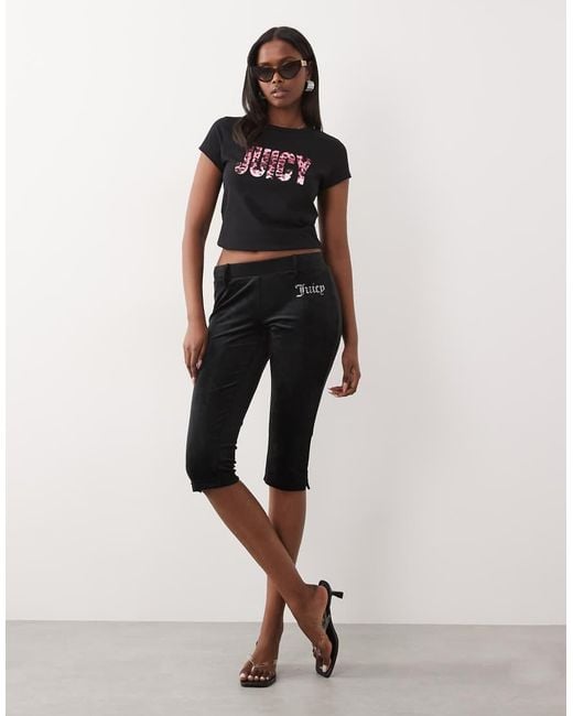Juicy Couture Black Exclusive Pink Leopard Print Logo T-shirt