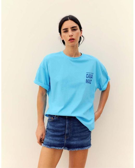 Pull&Bear Blue Taco Graphic T-shirt