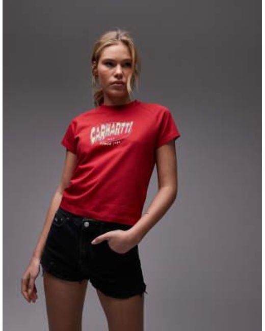 Hot - t-shirt à inscription Carhartt en coloris Red