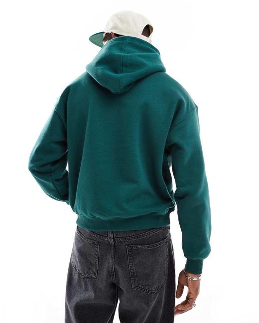 Cotton On Green Box Fit Fleece Hoodie for men