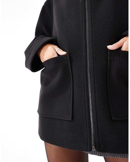 ASOS Black Top Collar Harrington Jacket