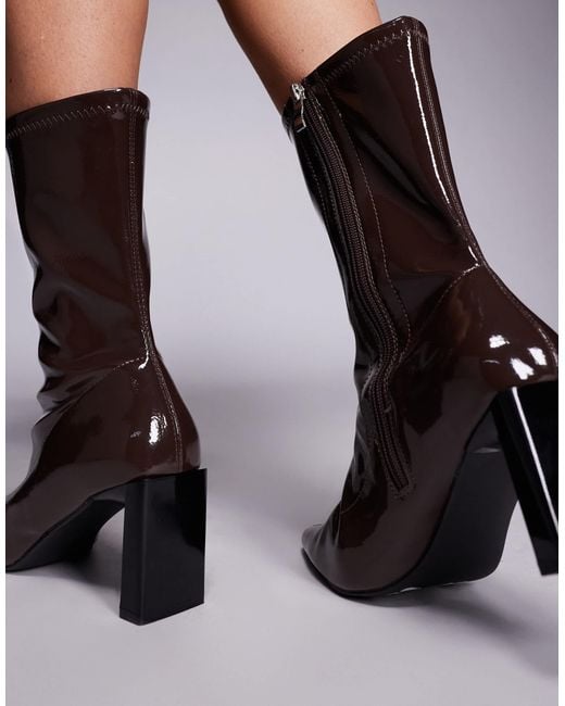 Public Desire Brown Public Desire Robert Wide Fit Heeled Ankle Boots