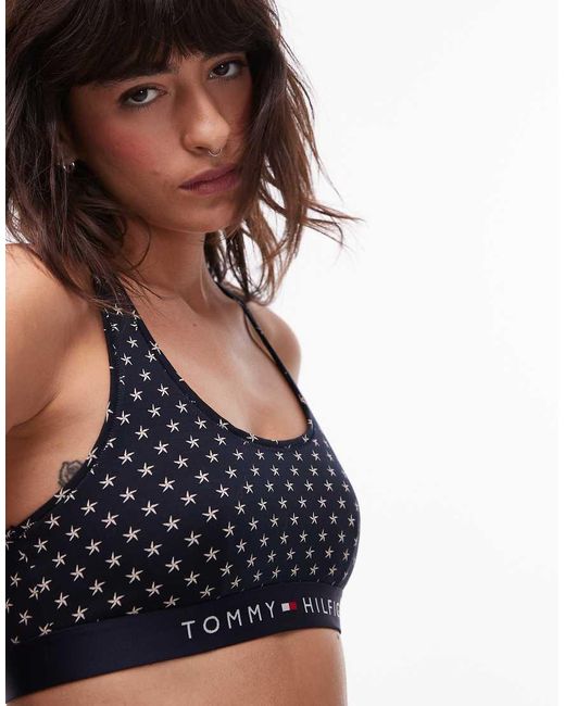 Bralette Con Estampado De Estrellas De Tommy Hilfiger de color Blue