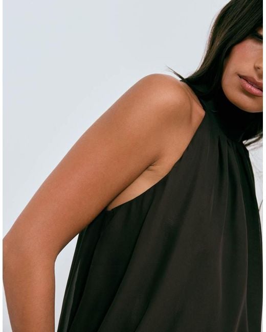 Lioness Black Exclusive Gabriella Halterneck Chiffon Drape Top