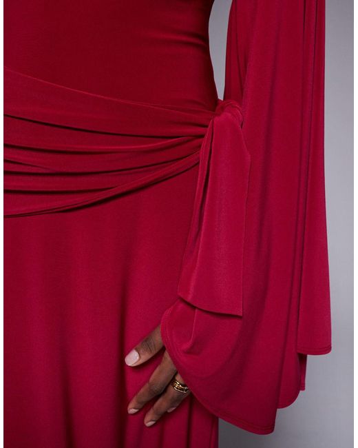 ASOS Red exaggerated Batwing Cinched Waist Maxi Dress