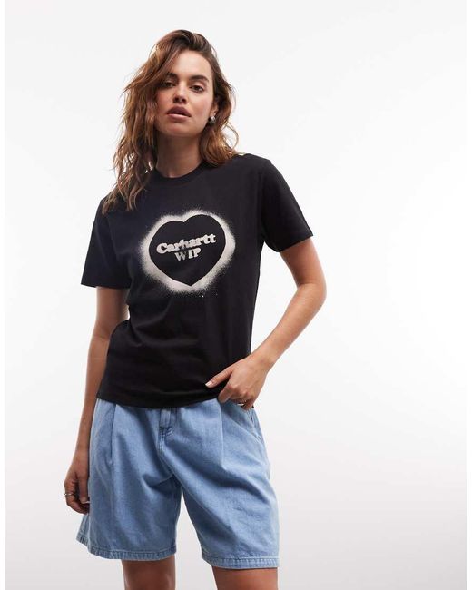 Carhartt Black Spray Heart T-Shirt