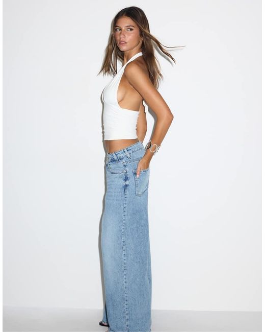 Stradivarius Blue Crossover Waist Jeans