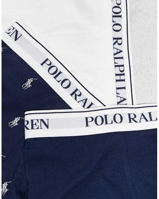 Polo Ralph Lauren Blue 3 Pack Logo Waistband Long Trunks for men