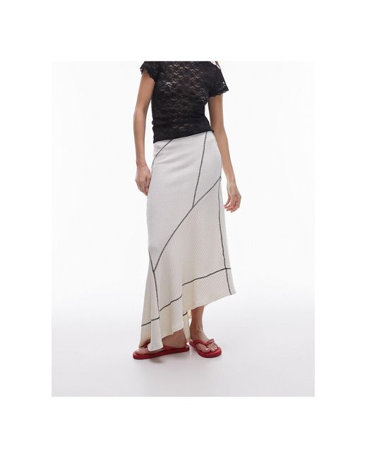 TOPSHOP White Panelled Disjointed Asymmetric Jersey Skirt