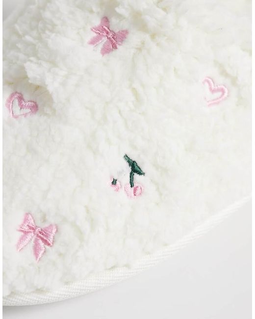Boux Avenue White Embroidered Mule Slipper