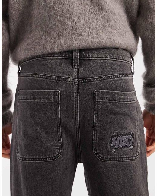 Hollister Gray Embroidered Pocket baggy Jeans for men