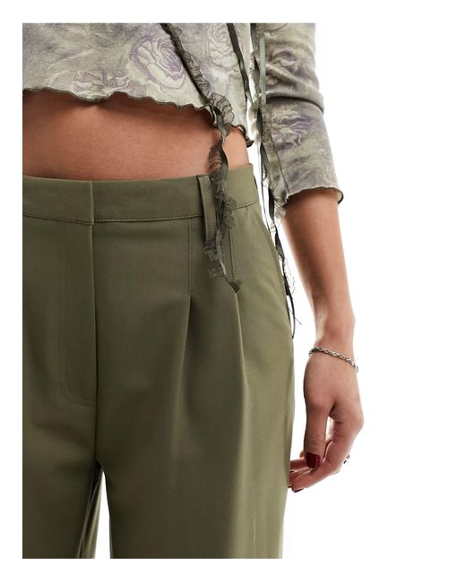 Collusion Green Relaxed Wide Leg Tailored Trousers