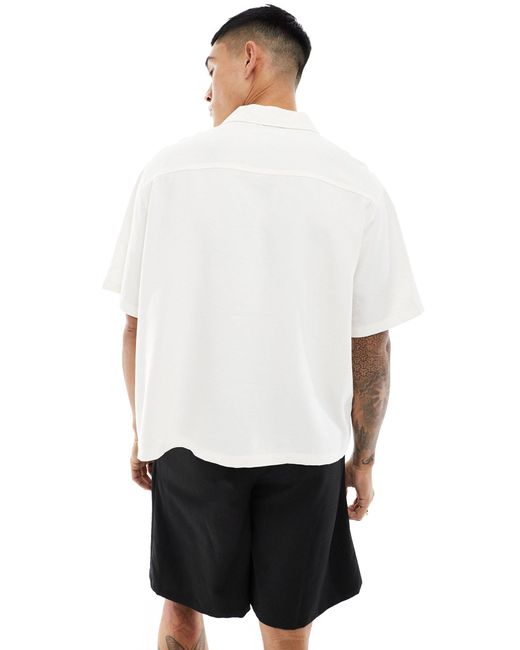 Camicia premium bianca con tasca di Bershka in White da Uomo
