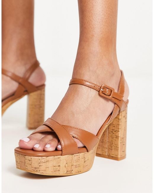 Women's Solid Color Platform Sandals Slip Open Toe Chunky - Temu