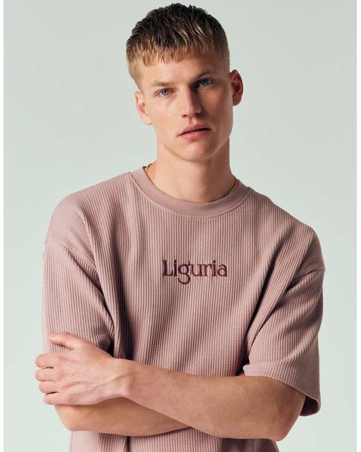 ASOS Pink Super Heavyweight Boxy Oversized T-shirt With Back Spine Print for men