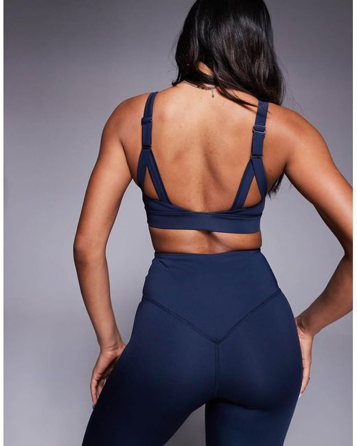 4505 Blue Icon Active Medium Support Sports Bra With Removable Padding And Adjustable Straps